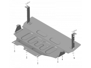 Усиленная защита картера двигателя, КПП (2 мм, сталь) для Volkswagen Golf VII хетчбек/универсал 2012-2019, Volkswagen Passat B8 седан 2015-2022, Skoda Octavia III хетчбек/универсал 2013-2020, SEAT Leon хетчбек 2012-2015, Audi A3 2012-2019 №72303